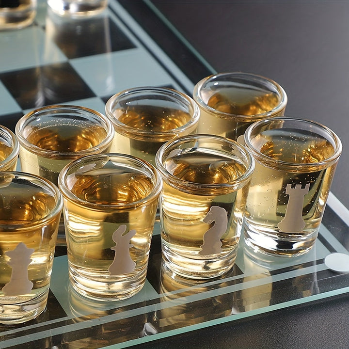 Combinaison unique de stratégie et de divertissement avec ce jeu d'échecs à boire pour adultes, ambiance assurée.