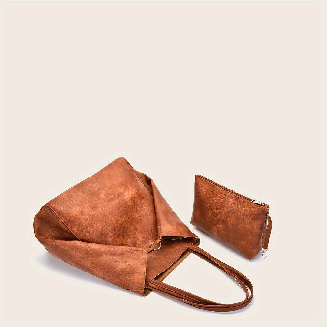 Sac tote élégant et doux en simili cuir, accessoire femme chic pour un look quotidien moderne et confortable.