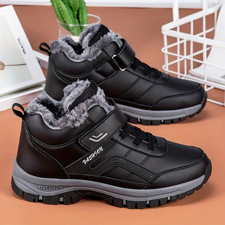 Chaussures homme hiver mi-montantes noires. Bottes chaudes et tendance pour un confort urbain optimal.