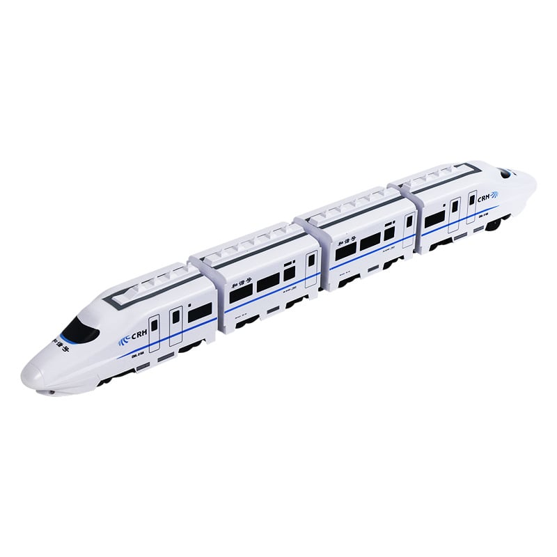 Vue d'ensemble du jouet train électrique TrainExpress pour enfant, avec locomotive et rails assemblés, prêt à jouer.