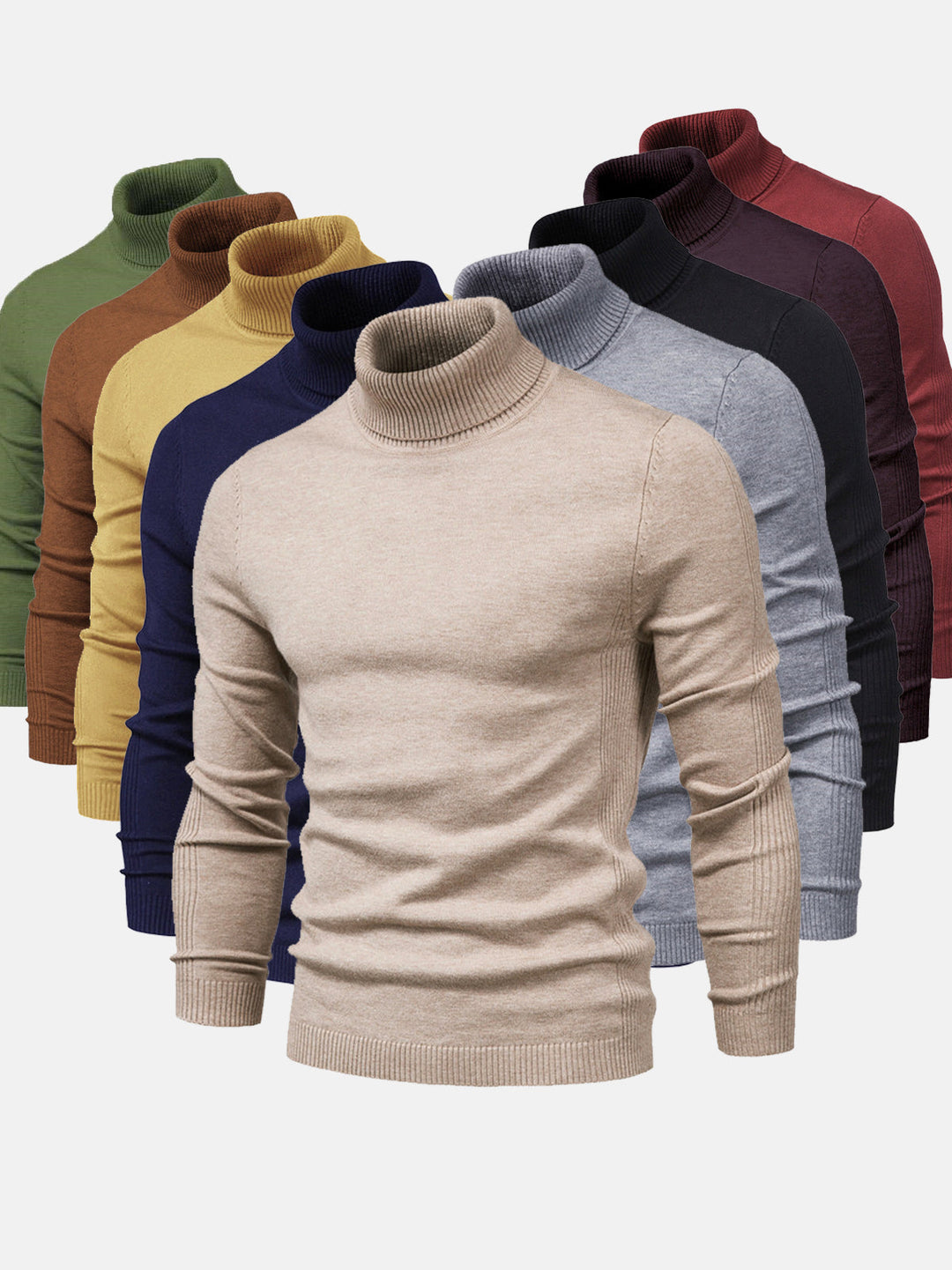 Élégant pull homme à col roulé, couleur marine. Vêtement intemporel pour un look hivernal chic.
