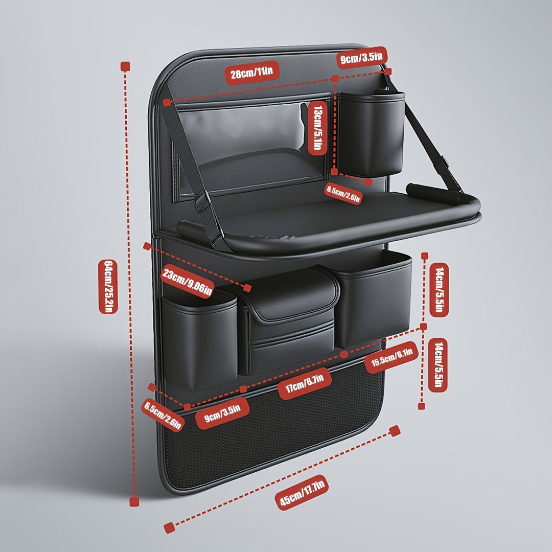 Rangement voiture compact en cuir PU, parfait pour l'organisation du véhicule lors des voyages, maintient la propreté.