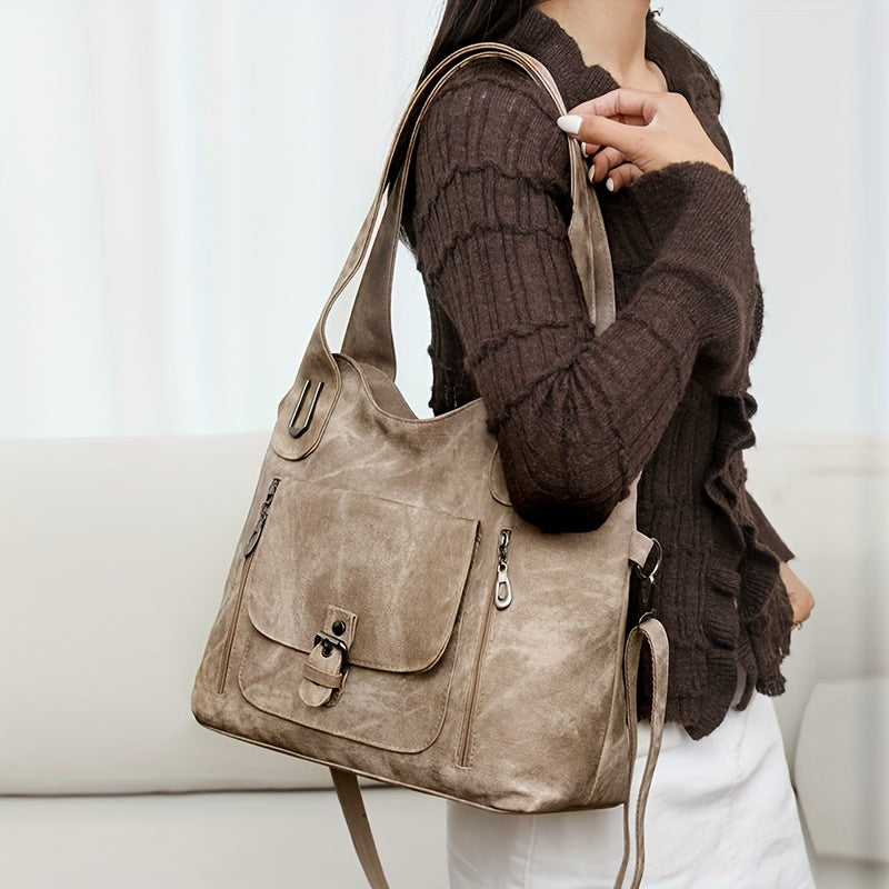 Accessoire de mode femme: sac épaule vintage Marivelle. Cuir vegan, design pratique et chic pour elle.