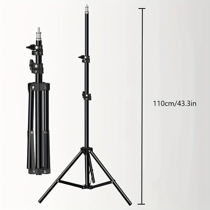 Kit trépied-lampe de studio professionnel pour des vidéos et photos parfaitement éclairées. Équipement réglable.