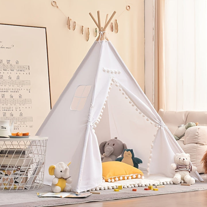 Tente tipi multifonctionnelle en coton pour enfants, idéale pour jeu intérieur et extérieur.