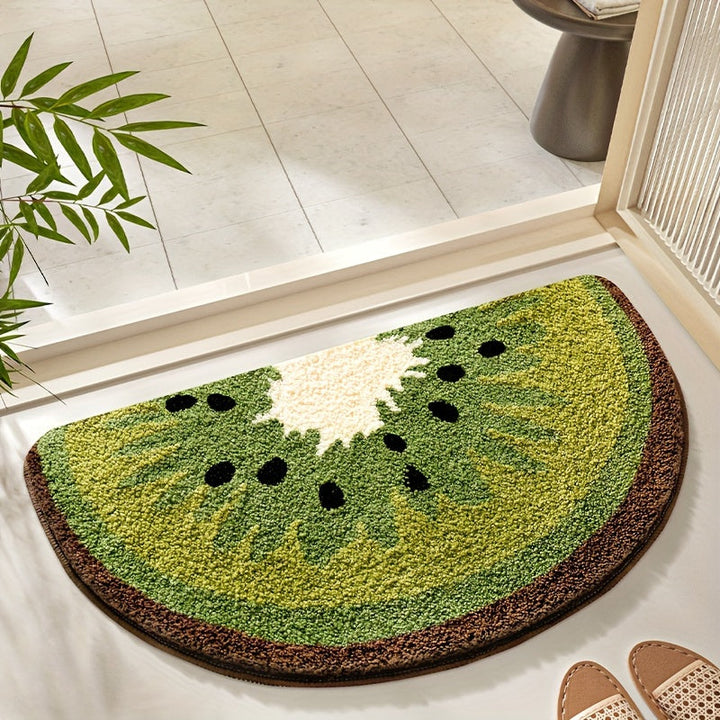 Tapis de salle de bain coloré, design fruit pastèque, en microfibre douce.