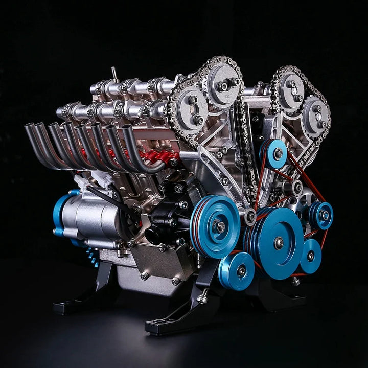 Objet de collection: décoration moteur V8, pièce classique évoquant l'histoire de la mécanique automobile.