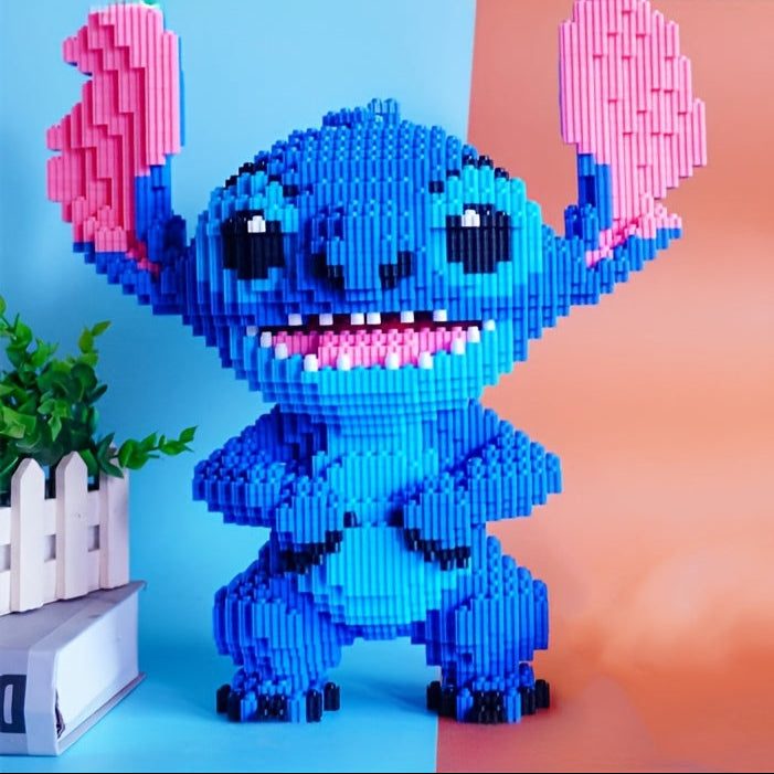 Puzzle 3D Stitch détaillé, maquette colorée du personnage Disney pour assemblage créatif.