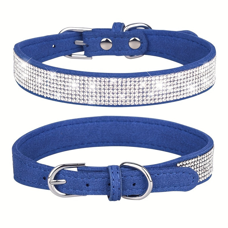 Accessoire promenade chien: collier cuir et strass, durable, réglable, confort garanti.