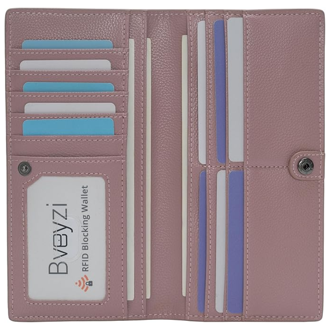 Accessoire moderne marron : portefeuille mince unisexe avec protection RFID contre le vol de données.