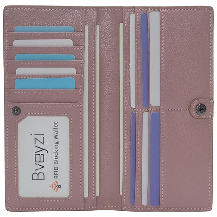 Accessoire moderne marron : portefeuille mince unisexe avec protection RFID contre le vol de données.