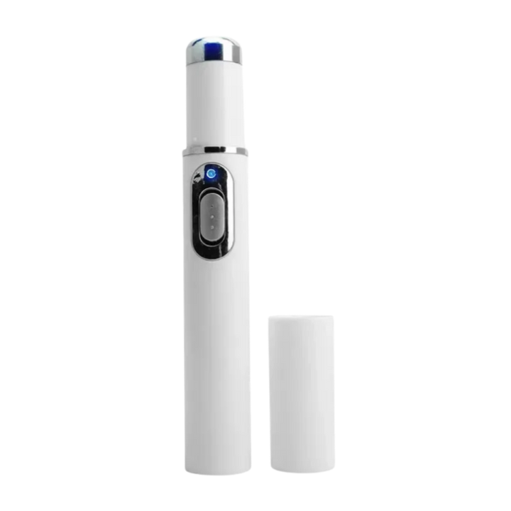 Appareil beauté DermaPure laser pour le visage, réduit taches et cicatrices, favorise teint uniforme.