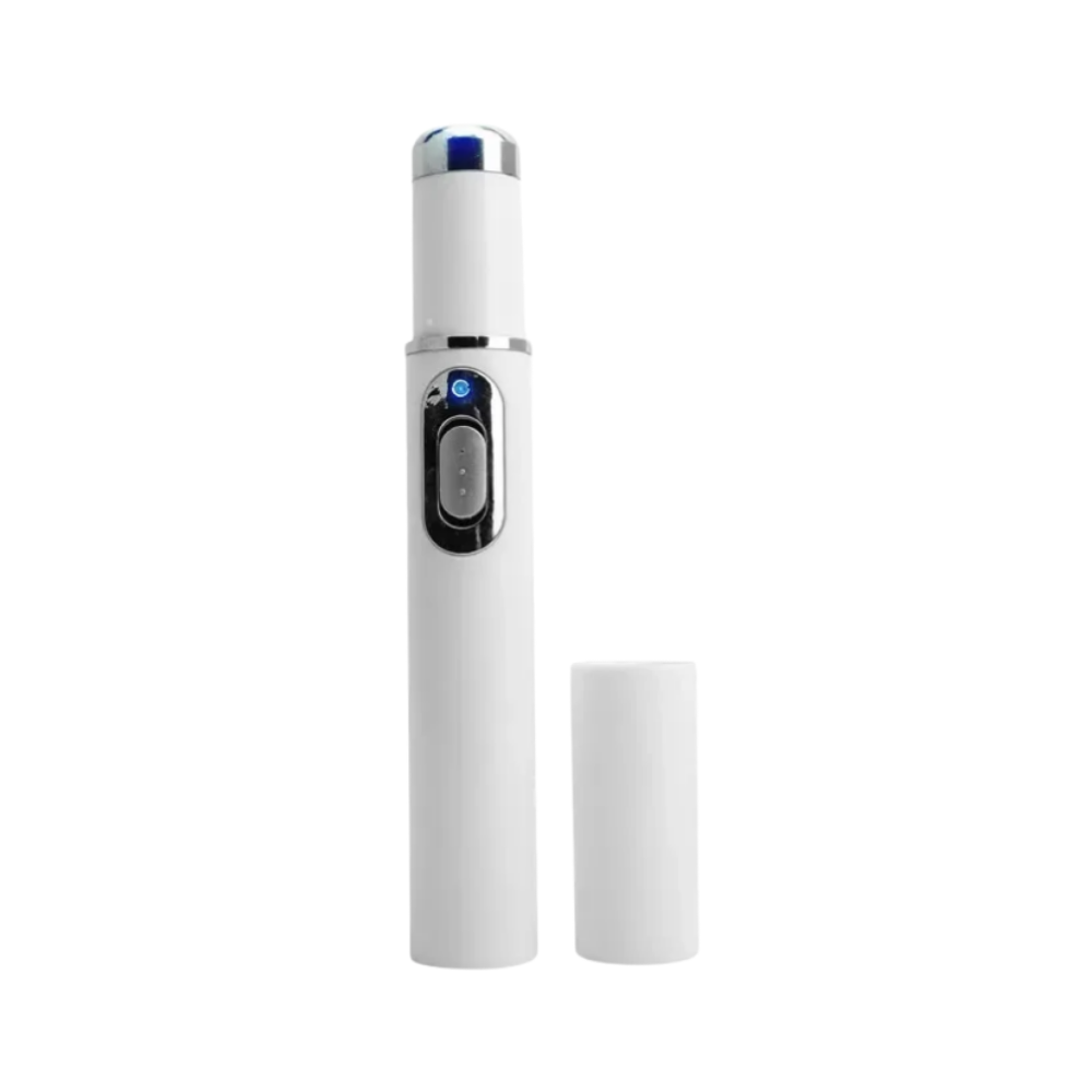 Appareil DermaPure compact de thérapie laser pour le visage, solution portable anti-taches et cicatrices.