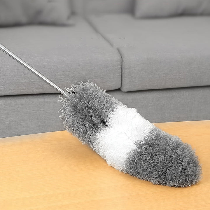 Plumeau télescopique LuxeDust pour atteindre les hauteurs, nettoie la poussière sur meubles et luminaires.