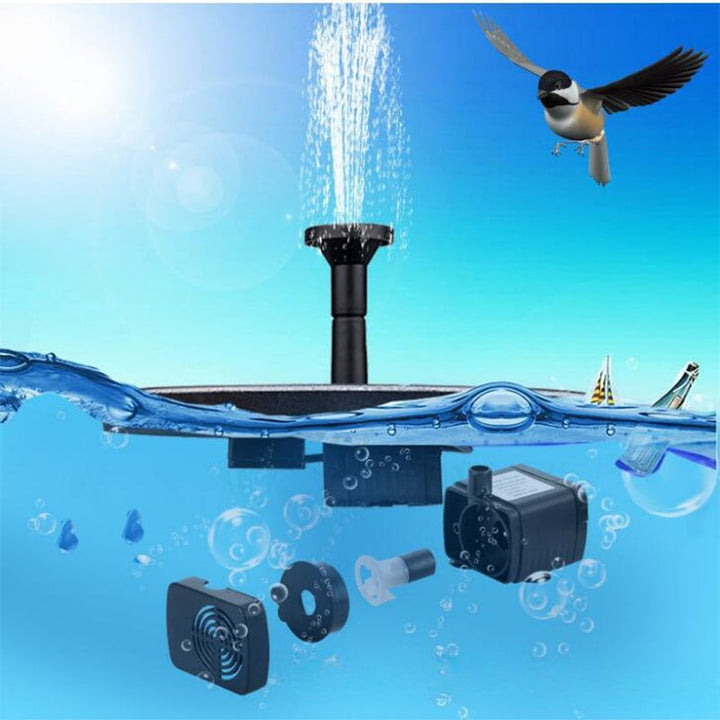 Pompe de fontaine solaire flottante écologique pour bassin, crée des jets d'eau apaisants pour votre jardin.