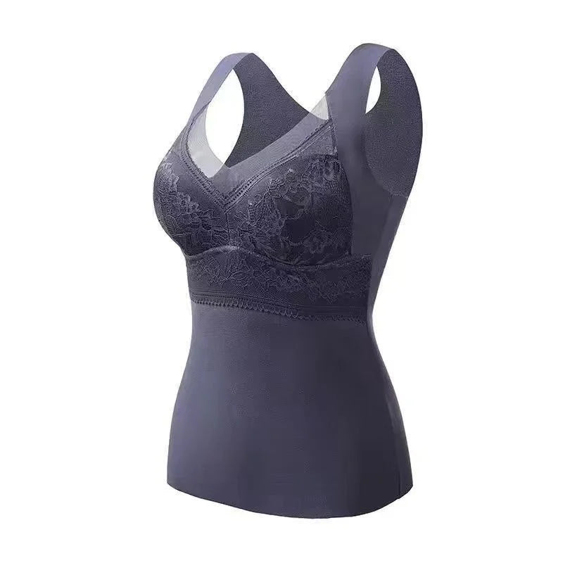 Débardeur thermique chaud pour femmes, idéal comme sous-couche en hiver, incluant un soutien-gorge intégré.