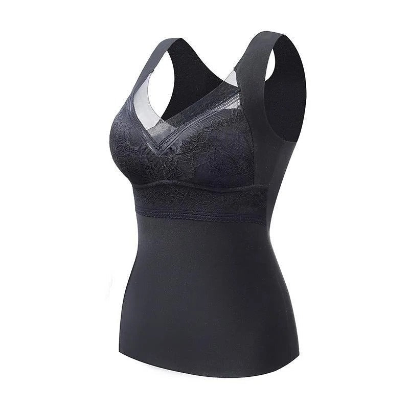 Débardeur thermique confortable pour femmes avec soutien-gorge intégré, chaleur et maintien quotidien.