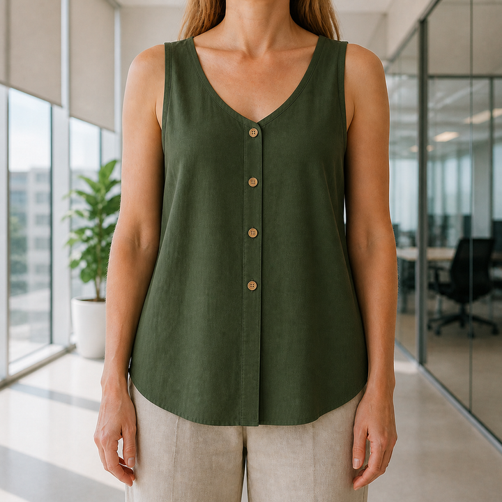 Débardeur ample et respirant pour femme, parfait pour le sport ou la détente estivale.