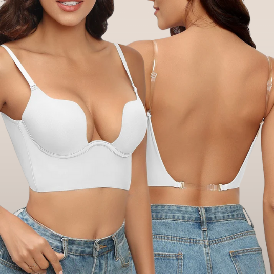 Bralette push-up femme sans bretelles, invisible sous les vêtements, idéale pour dos nu et décolleté.