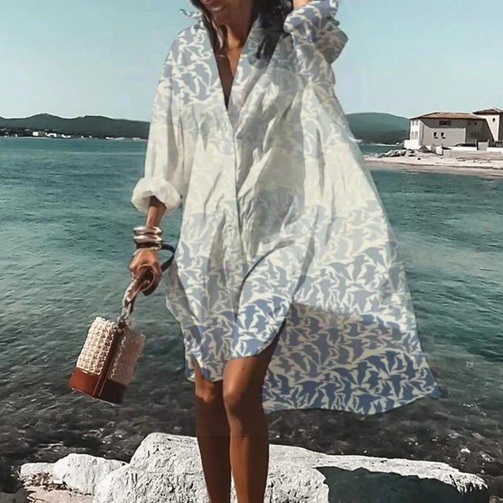 Robe chemise midi femme élégante et légère pour l'été, style décontracté chic, parfaite pour les vacances.