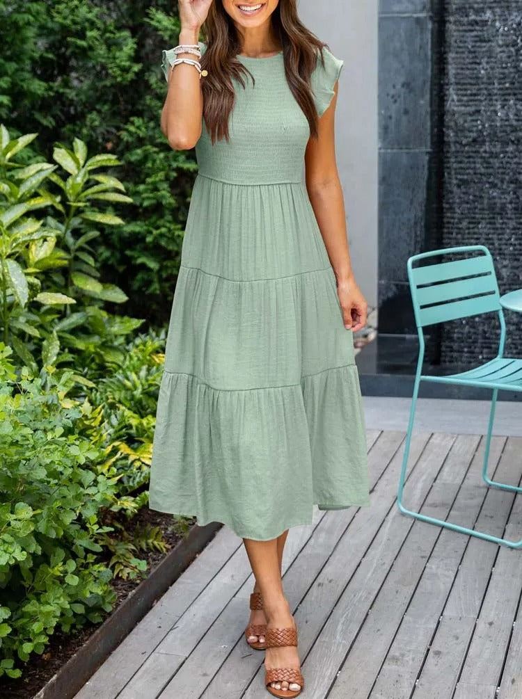 Robe féminine confortable, design chic. L'effet ventre plat sublime votre silhouette avec élégance.