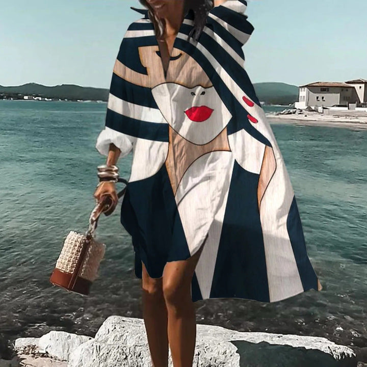 Robe midi femme style chemise, élégante et moderne, parfaite pour un look estival décontracté et tendance.