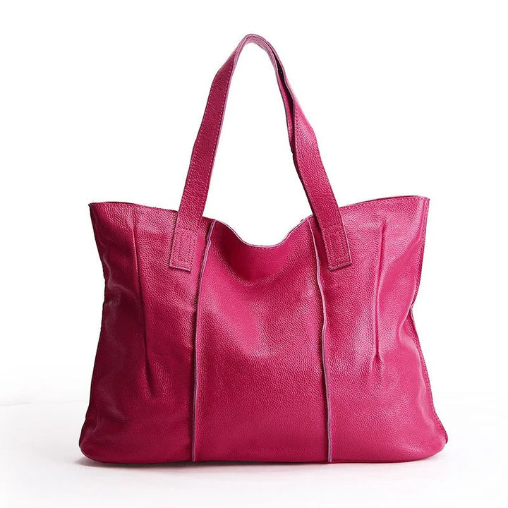 Sac fourre-tout spacieux en cuir véritable pour femme, parfait pour transporter dossiers et livres.