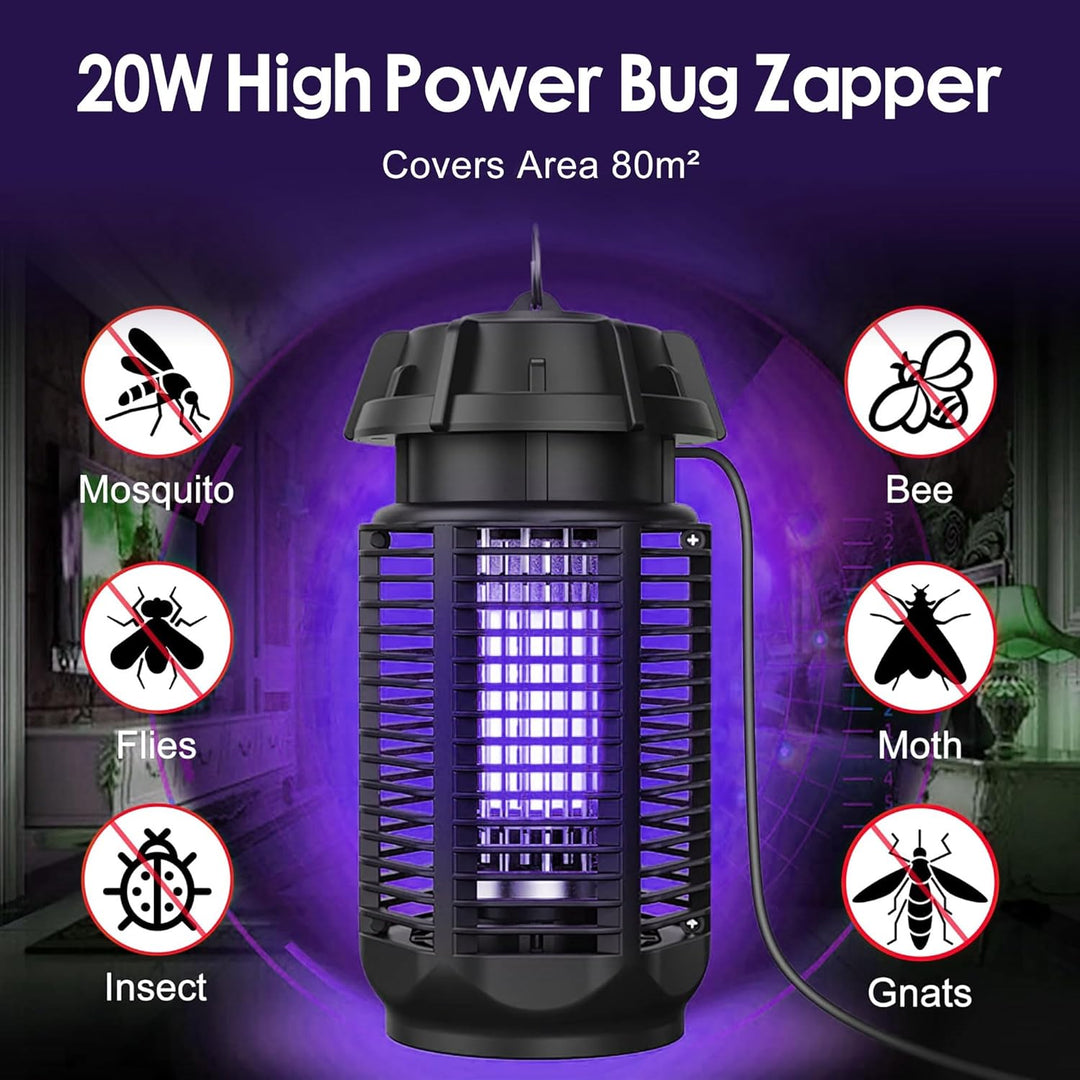 Lampe UV puissante attirant moustiques et mouches. Exterminateur électrique silencieux pour une protection efficace.