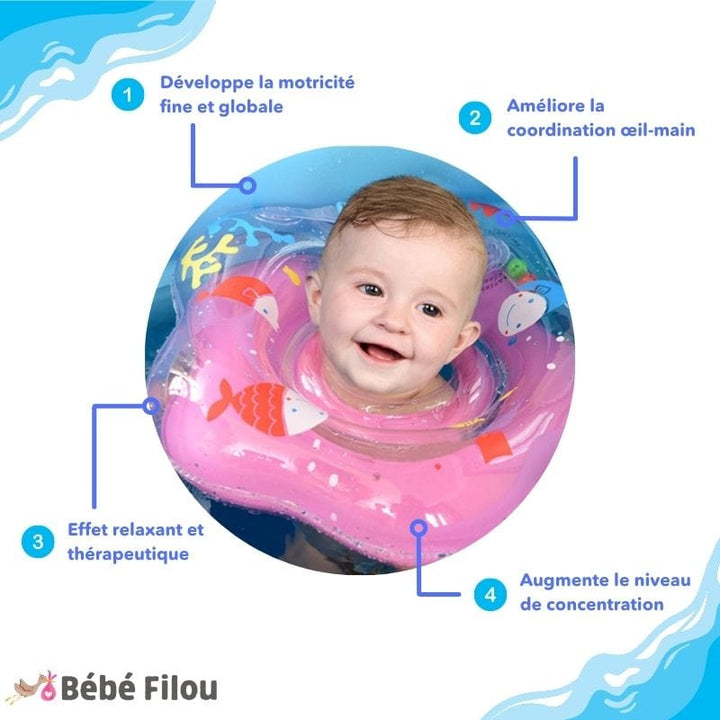 Bouée d'éveil sans BPA pour bébé, jouet de bain aquatique sécurisé, favorisant la motricité et le plaisir.