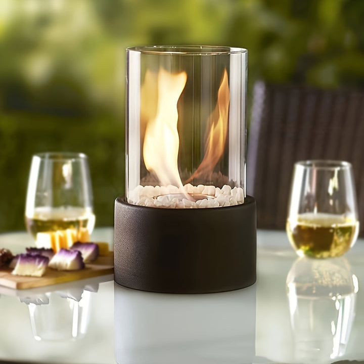 Poêle à alcool de table rustique, flamme décorative. Idéal pour chauffage d'appoint et déco maison.