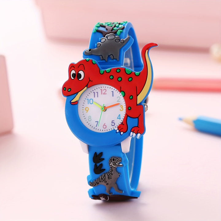 Montre enfant dinosaure Tyrannosaure Rex aux couleurs vives. Cadran pédagogique et bracelet silicone confortable.