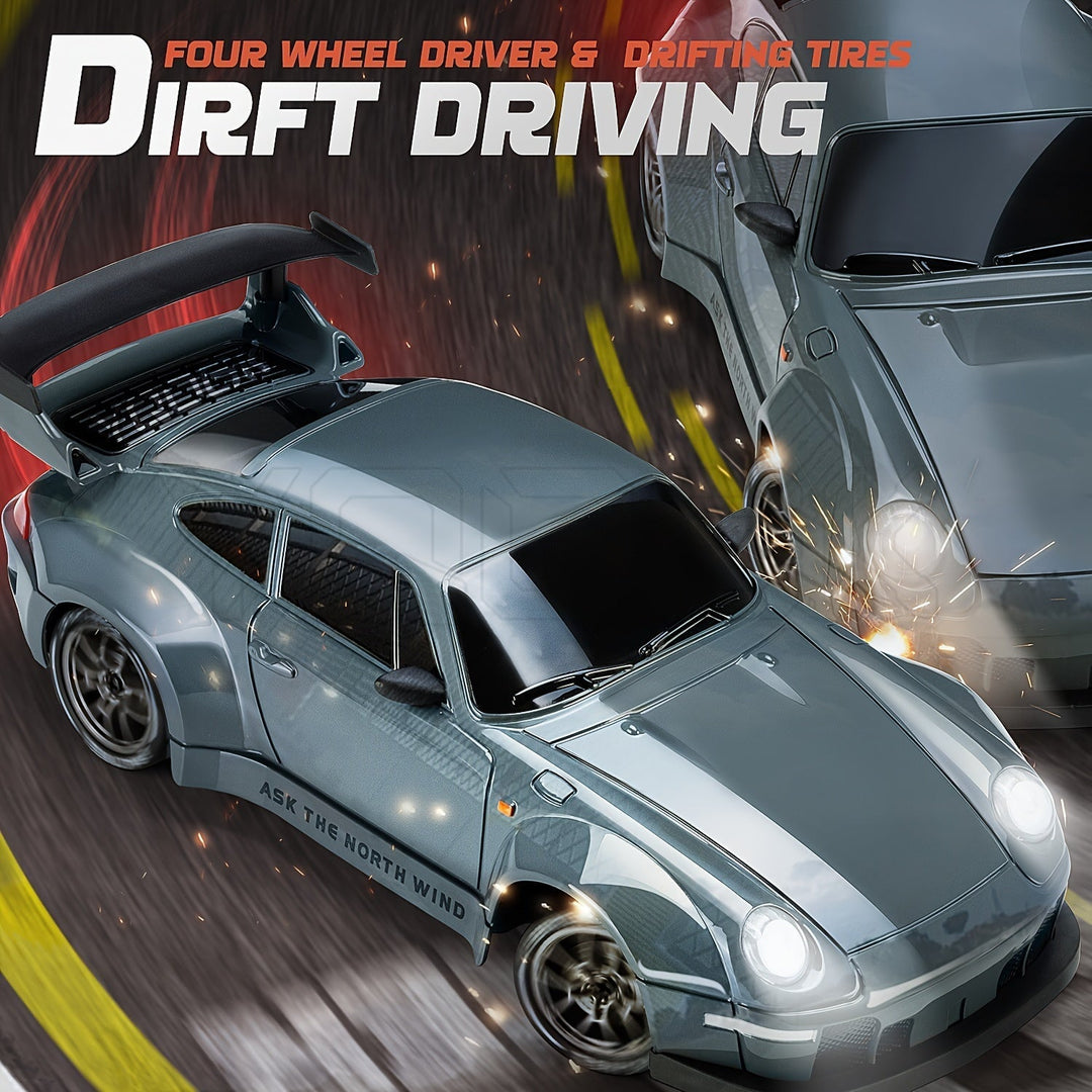 Découvrez la voiture RC drift 1:24: 4x4 puissant, maniabilité précise et roues lumineuses pour la nuit.