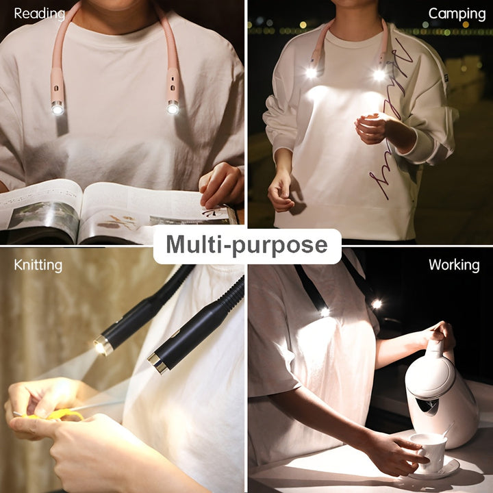 Lampe FlexLight mains libres, rechargeable USB, parfaite pour lire au lit, en voyage ou en camping.