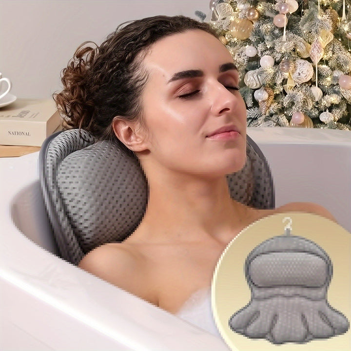 Coussin de bain LuxieSpa ergonomique et respirant pour une relaxation ultime, soutien cou et dos.