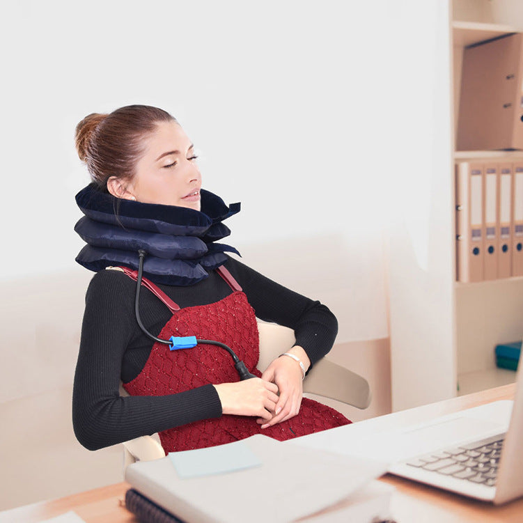 Dispositif gonflable unisexe pour étirement cervical, soulagement des douleurs du cou et amélioration de la posture.