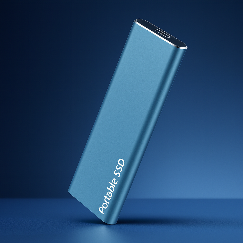 Disque SSD externe portable USB-C ultra-rapide, idéal pour stockage et sauvegarde de données.