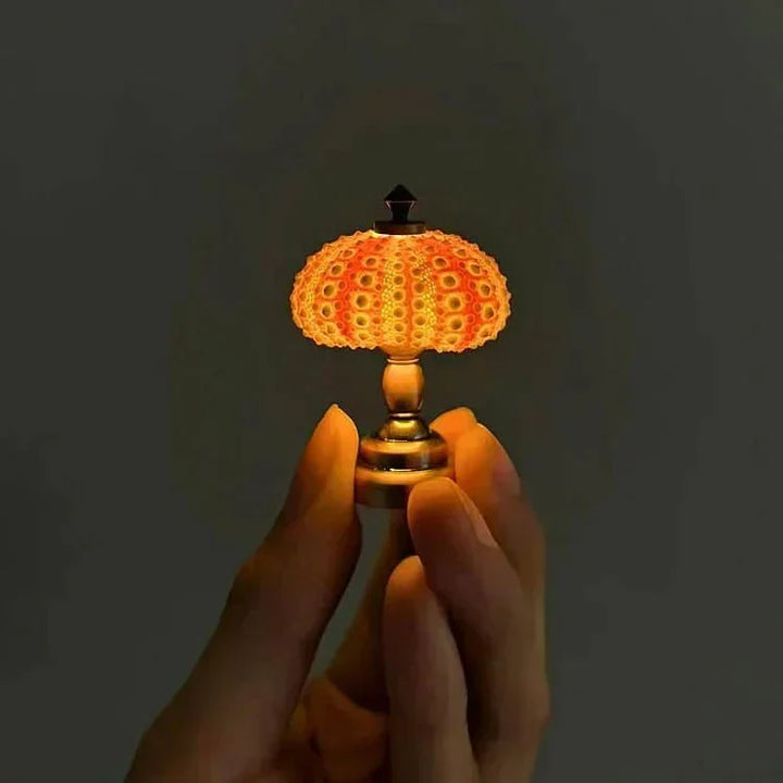 Lampe de table miniature en forme d'oursin, lumière LED, parfaite pour une ambiance cosy.