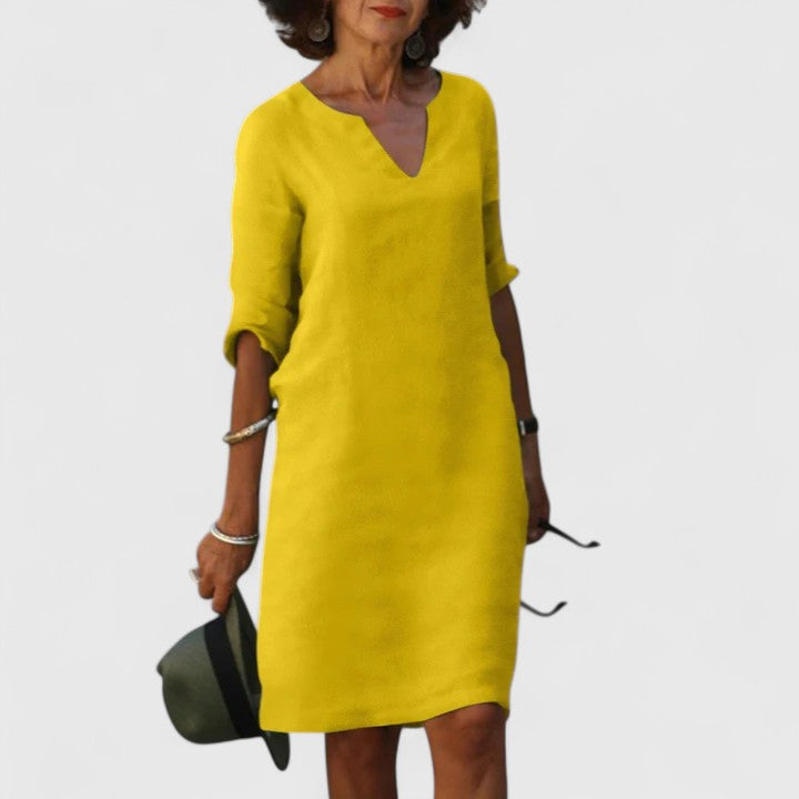 Nouvelle collection robe printemps été femme, à col V, confortable et élégante pour un look tendance.