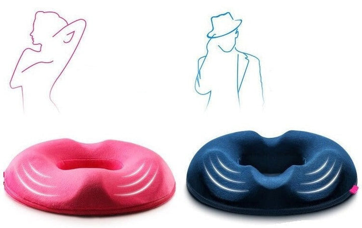 Coussin beignet lavable idéal pour le bureau. Soulage douleur coccyx, hémorroïdes, apporte un confort assis ergonomique.