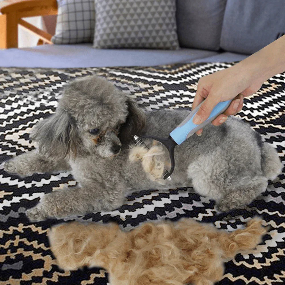 Peigne démêlant anti-nœuds pour chien et chat. Brosse double face pour retirer sous-poil, toilettage doux animaux.
