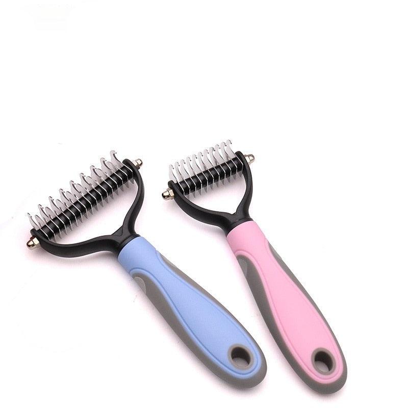 Peigne démêlant double face pour chiens et chats, idéal toilettage doux et efficace, retire sous-poil et nœuds.