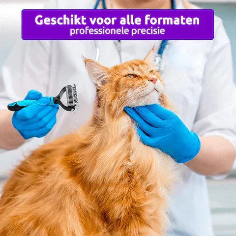 Peigne double face pour animaux, brosse démêlante chien et chat, soin sous-poil et anti-nœuds, toilettage facile.