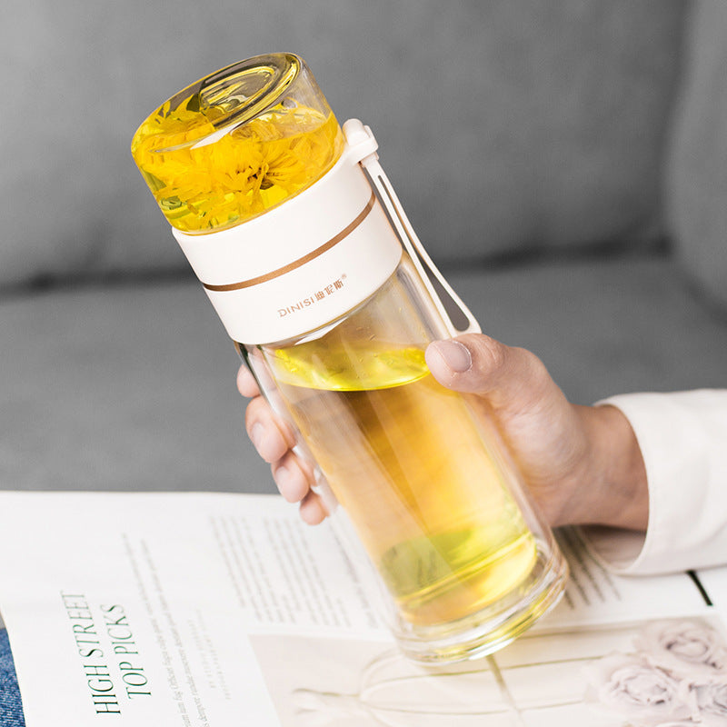 Bouteille en verre PureBrew avec infuseur à thé amovible, pour préparer votre boisson préférée partout, portable.
