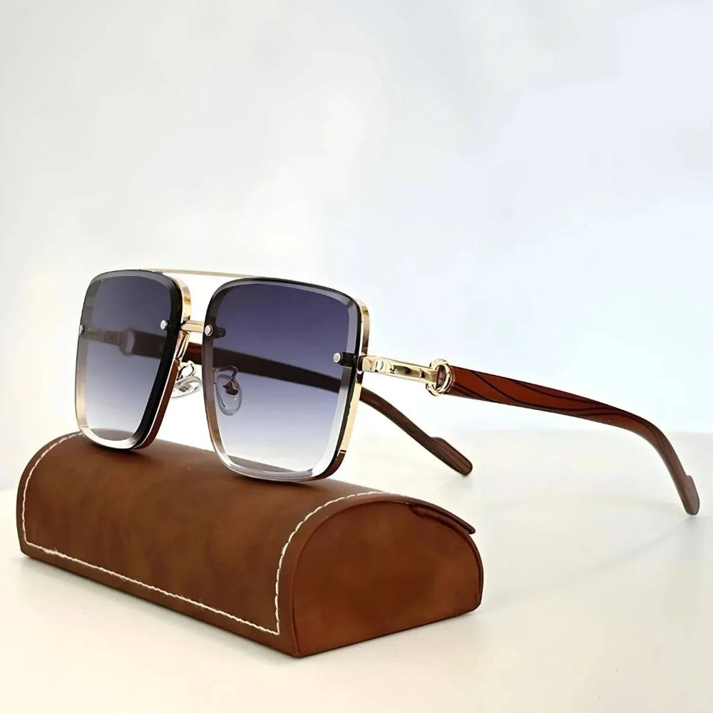 Lunettes de soleil polarisées UV400 en bois, monture vintage carrée pour homme/femme. Protection et style.