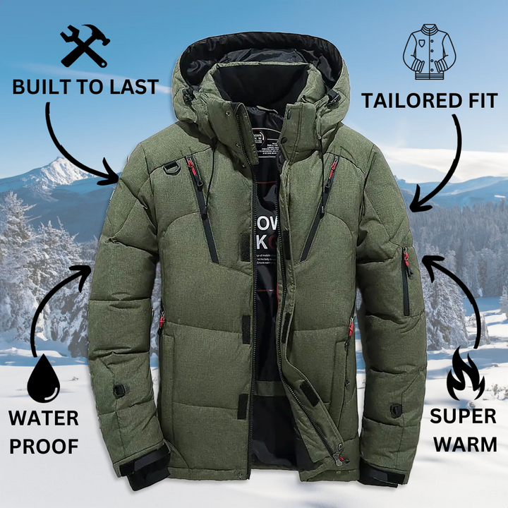 Doudoune homme moderne et fonctionnelle. Offre chaleur optimale pour l'hiver urbain et les sports.