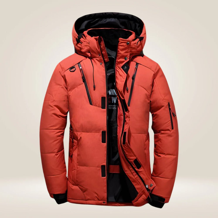 Doudoune homme coupe-vent et déperlante, avec capuche amovible. Protection et chaleur pour l'hiver.