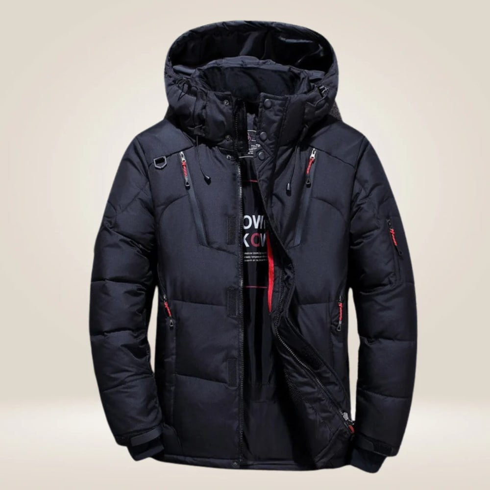 Doudoune légère homme sport, coupe-vent, déperlante, avec isolation en duvet pour l'hiver.