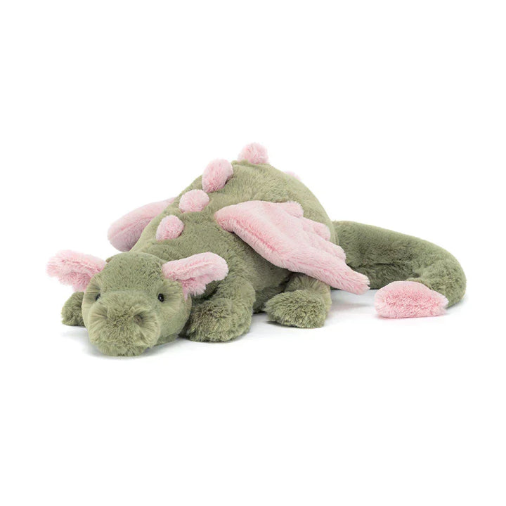 Grande peluche dragon de qualité pour des câlins infinis. Doudou doux et résistant pour enfant ou adulte.