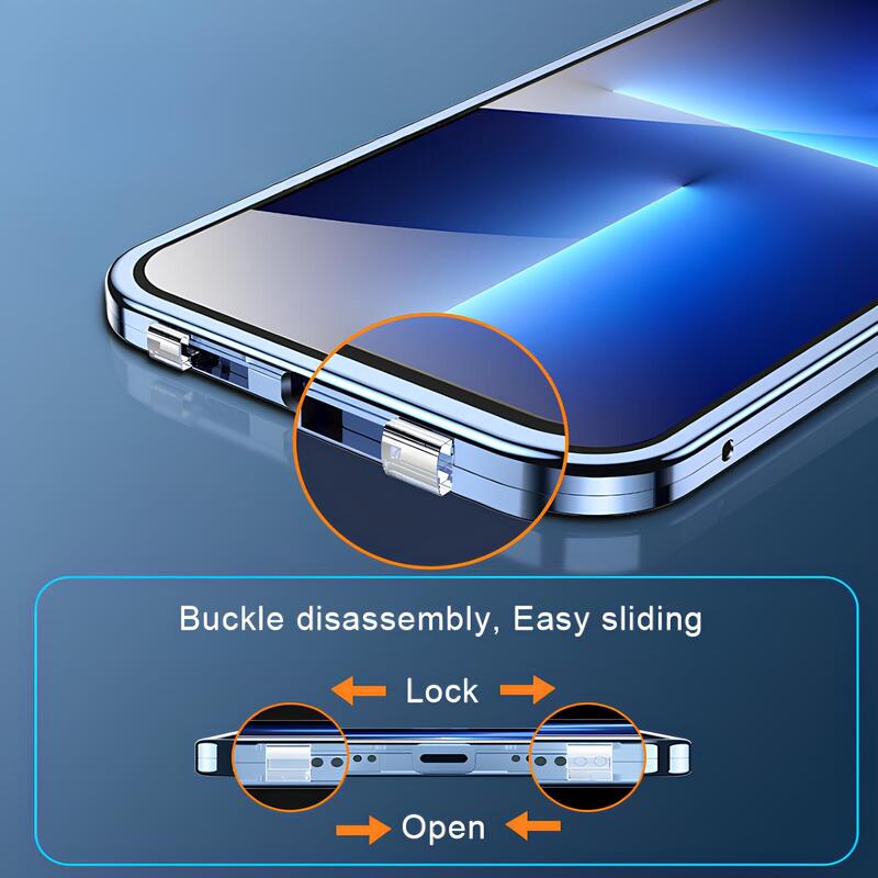 Protection magnétique anti-espion pour iPhone 13, étui antichoc assurant confidentialité et sécurité.