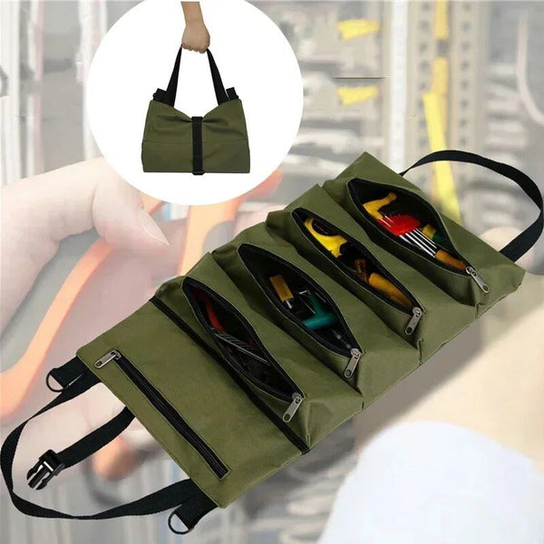 Sac à outils roulable professionnel ForgeRoll, idéal pour le rangement et le transport d'équipement d'atelier et de bricolage.